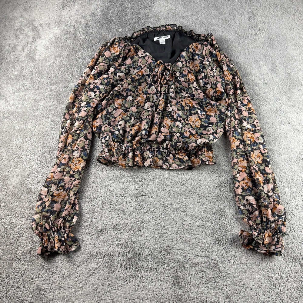 American Eagle Outfitters Long Sleeve Blouse Floral Sheer Womens Size XXS